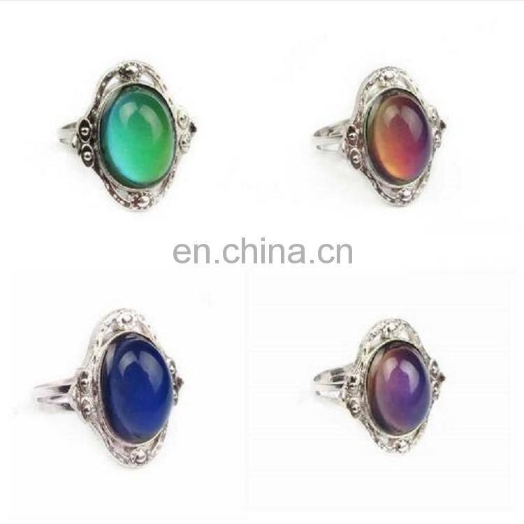 Ally Express Cheap Wholesale Antique Silver Changing Color Mood Stone Ring