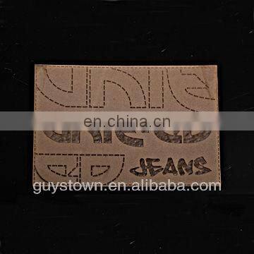 custom decoration leather label patches for jeans garment