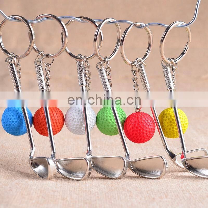 custom sport key holder golf keyring metal 3d mini golf ball keychain for golf club professional game gifts