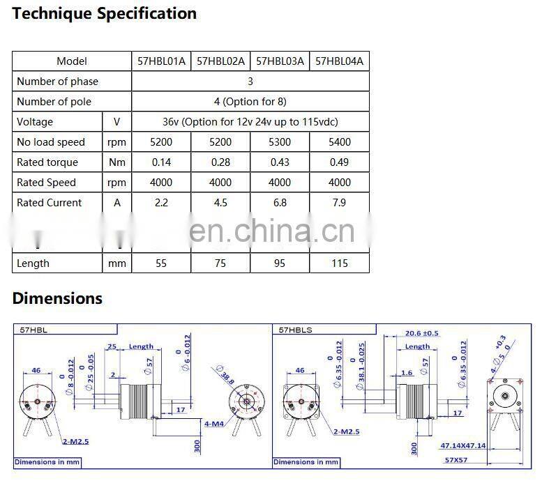 57BL 12v 24v Brushless Dc Motor 50w 100w, with Driver / Controller Included, Integrated PWM Control