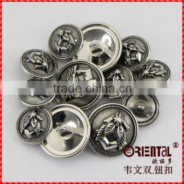 alloy metal shank button with printed design for men's clothing