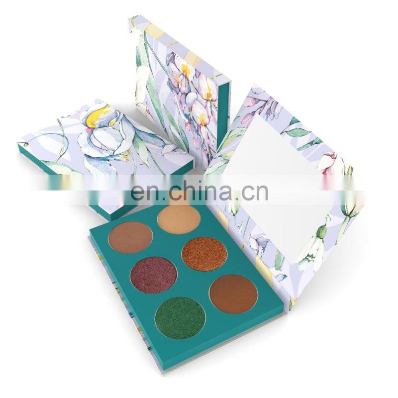 2021 No Brand Empty 6 Hole Eyeshadow Palette Low Moq Empty Magnetic Cardboard Makeup Pan Packaging Custom Logo