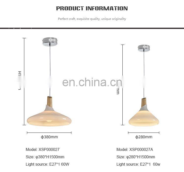 HUAYI New Design Iron Wood Glass Indoor Bedroom Living Room 60w Modern Hanging Pendant Light