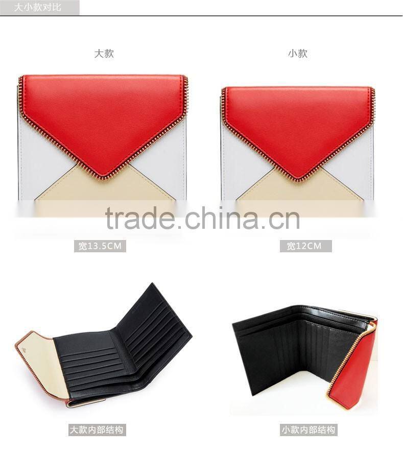 High Quality Large Capacity Multifunctional CONTRAST COLOR Custom Genuine Leather Zip Women RFID Blocking Wallet for Ladies