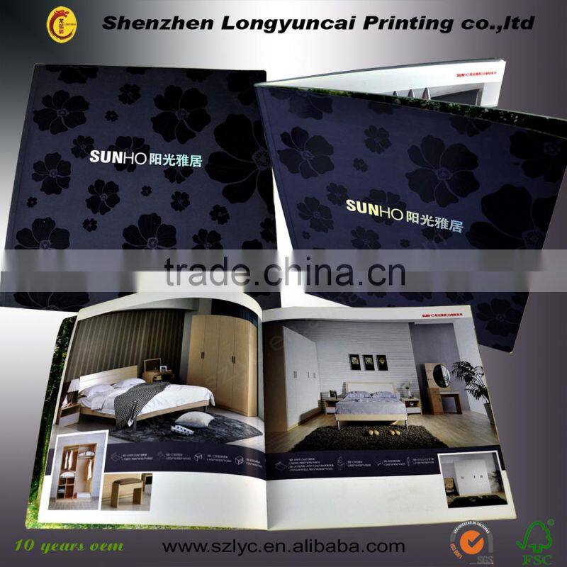 Black card paper hot stamping real promotion brochure, advertisement brochure manufacture in Shenzhen