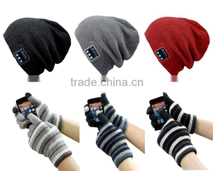 2016 fashion full fingers elastic mens knit winter gloves wool blend machine knitted gloves