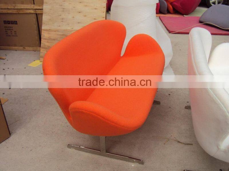 replica classic fiberglass material fabric/genuine leather double position/2 seater swan sofa desined by Arne Jacobsen