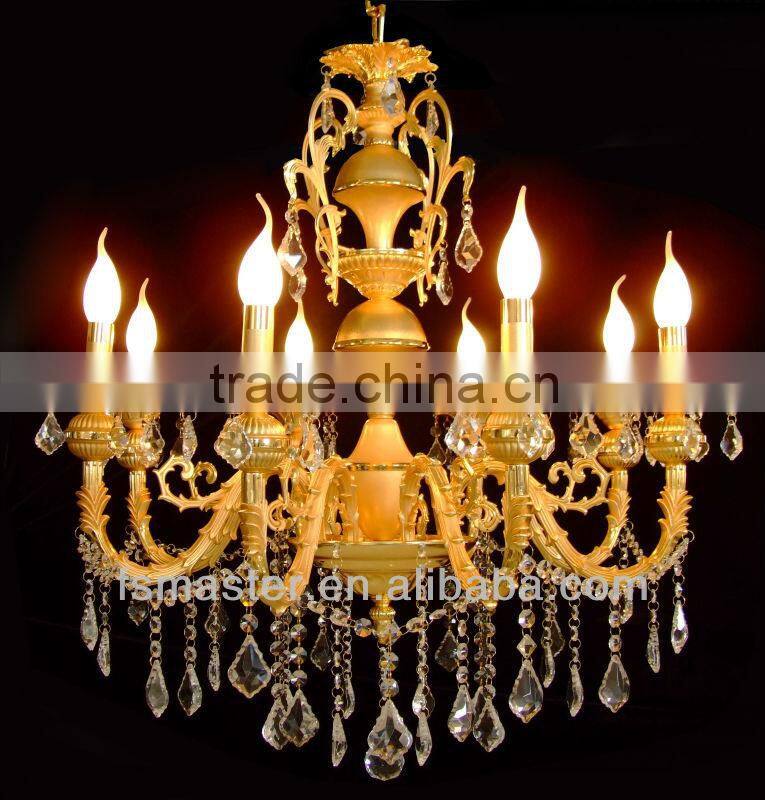 modern luxury 5 star hotel crystal chandelier with 8 lights /decorative heads crystal chandelier pendant light