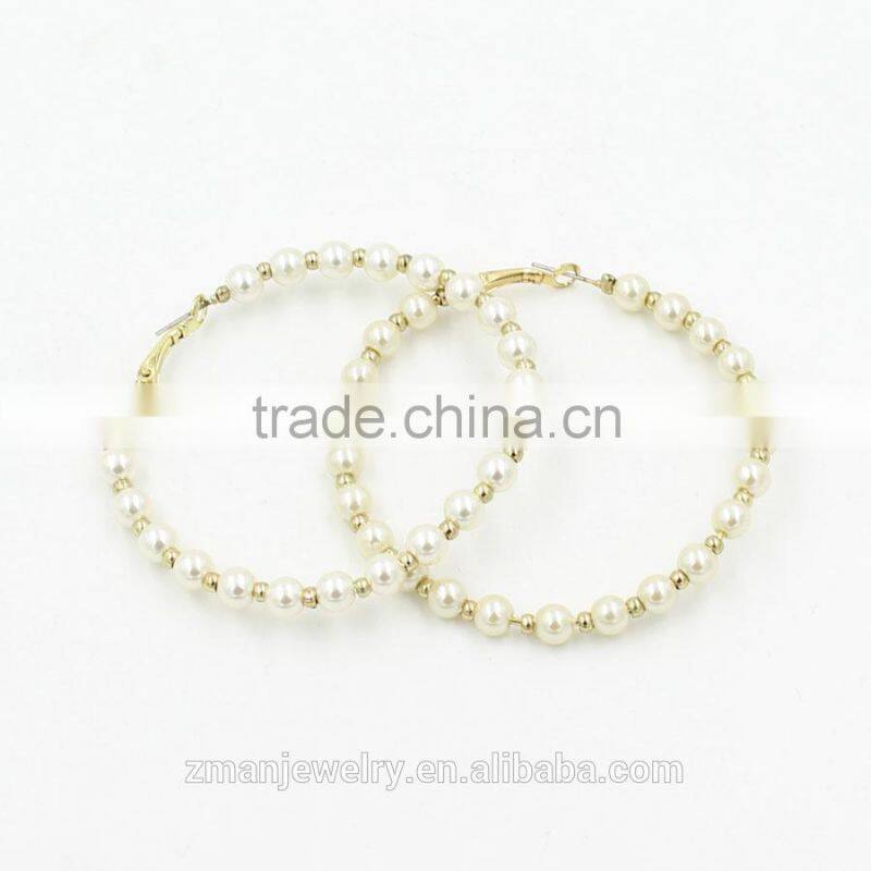 2015 New Gold Plated Circle Earring,Drop Earring Fashion Pearl Earring