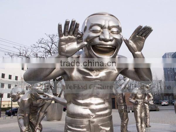 Stainless Steel Sculpture Loughing Man for Commercial Plaza