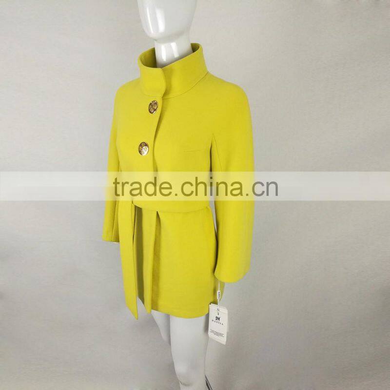 Wool Overcoat Autumn Winter Women Medium Long Wool O Neck Long Sleeve Wool Coat Plus Size