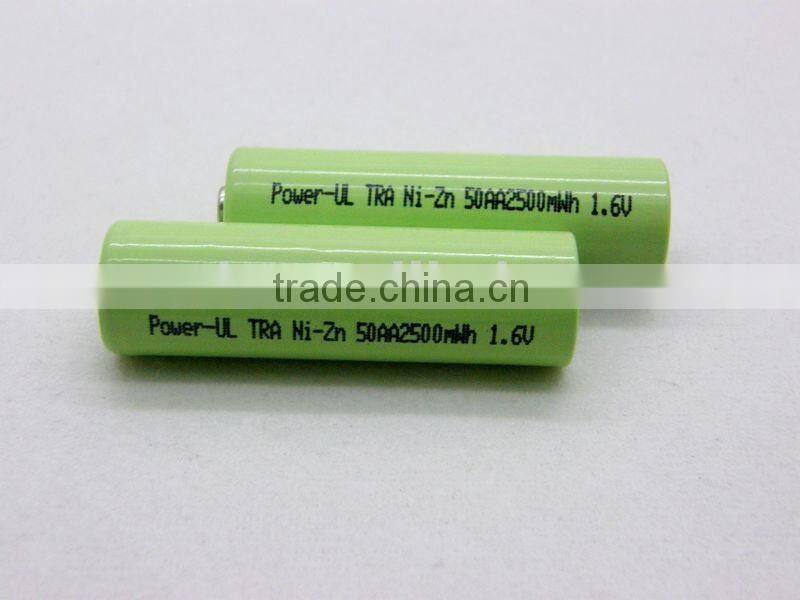 Rechargeable Ni-ZN battery, 1.6V AA 2500mAh