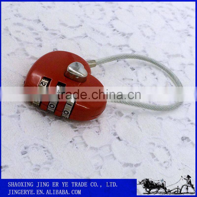 Small 3 Dials Heart Shape Cable Combination Luggage Lock