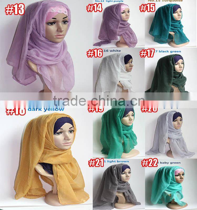 Autumn Fashion Cotton Voile Sequin Islamic Hijab Scarf