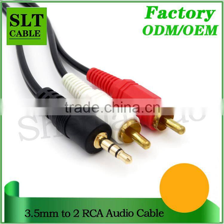 SLT 48ft High Quality 3.5mm to 2RCA Auxiliary Audio Extension Cable