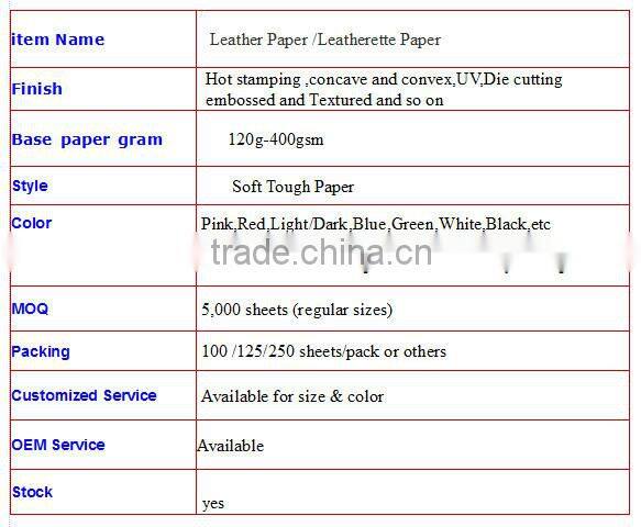 Colorful Leather paper used in folder file /tree bark for stationery book binding&cover/A4 paper