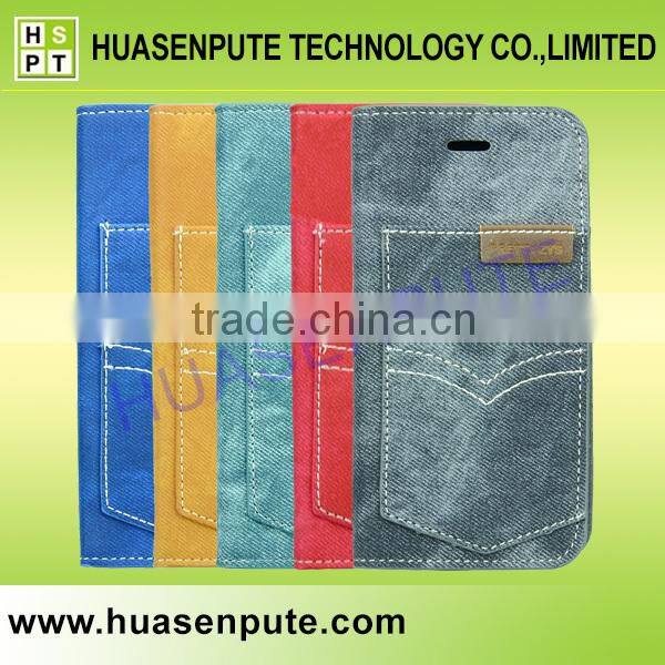 Attractive Jeans Patt Book Wallet Flip Leather Case Card Cover For Apple iPhone 6