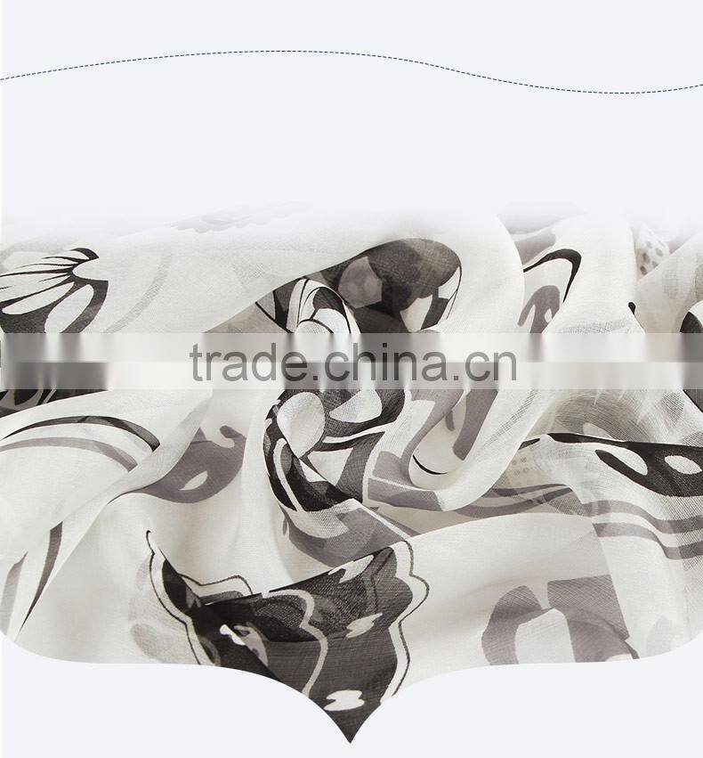 2016 hot sale digital print fashion silk scarf women's silk scarf shawl scarves