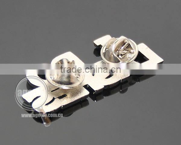 Rhinestones Souvenir Brooch Zinc Alloy Silver Color Crystal Badge Metal Custom Letter Lapel Pin