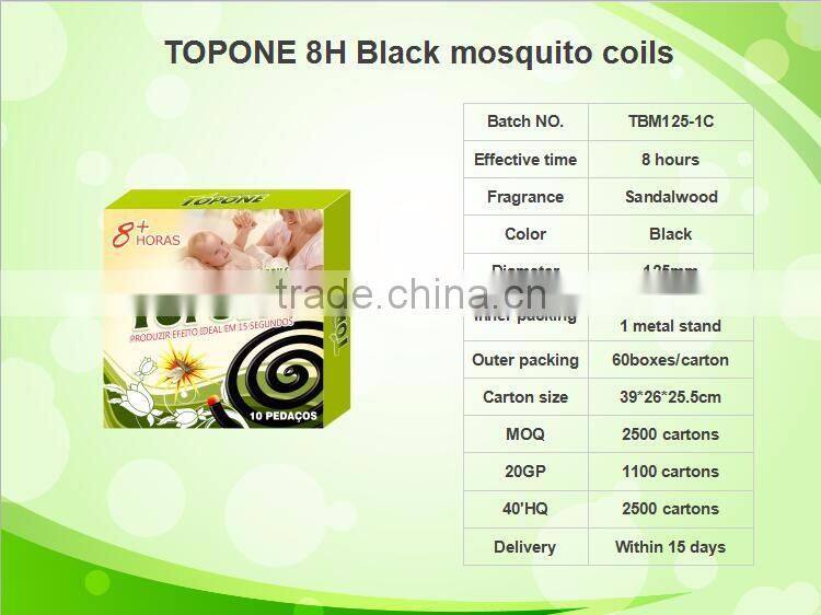 Topone Quality repellent incense , mosquito incense for Angola , black mosquito coil