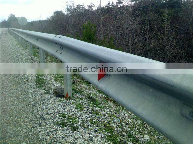 W beam steel highway guardrail