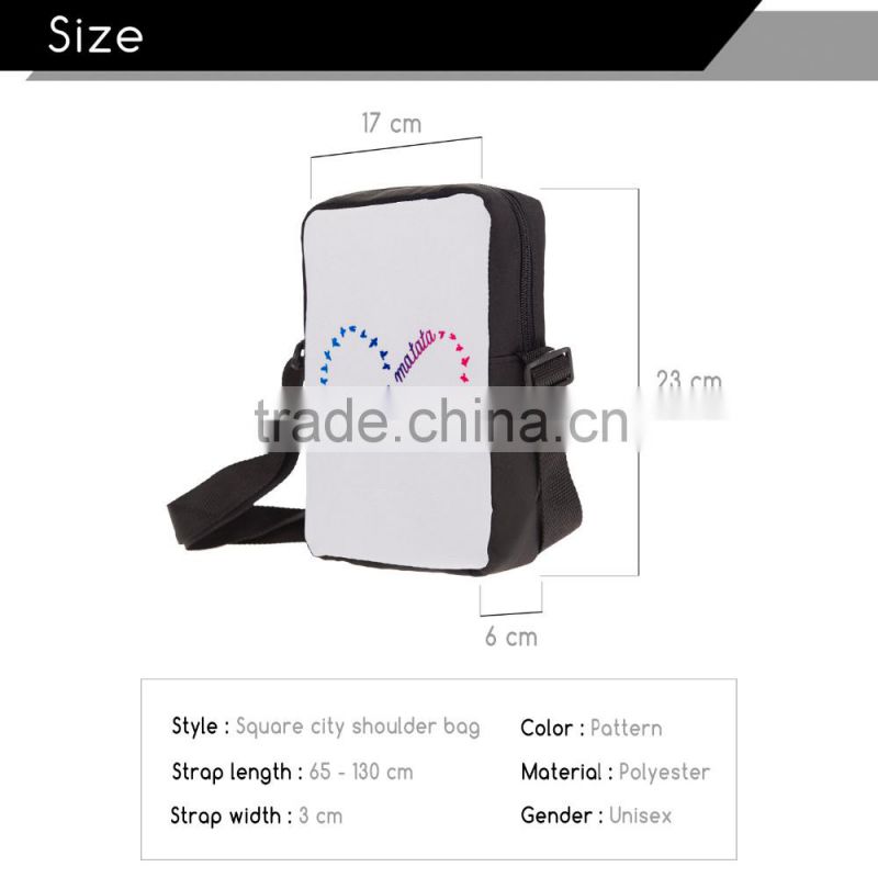 2016 popular custom sublimation shoulder messenger bag