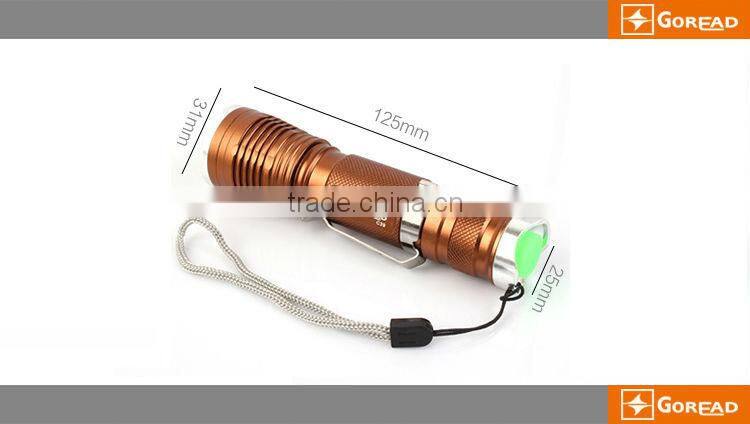 GOREAD C39 focusable high bright rechargeable 18650 T6 flashlight pen light