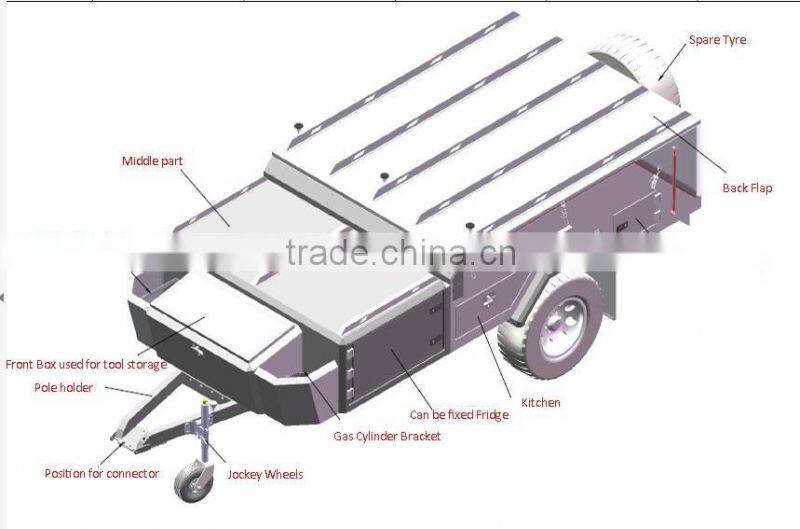 Rear Folded Hard Floor Trailer Camper Trailer for Sales
