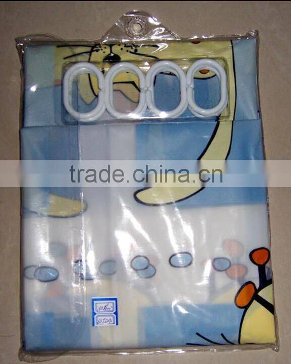 100% polyester Green Bubbles printed shower curtain for hotel, family, waterproof bath curtain