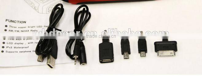 PORTABLE RECHARGEABLE DYNAMO SOLAR LED TORCH WITH AM/FM NOAA WEATHER ALERT RADIO AND CHARGER