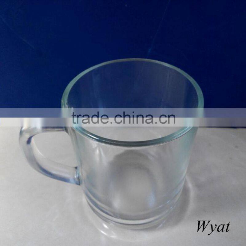 230ml round shape glass drinking mug with handle