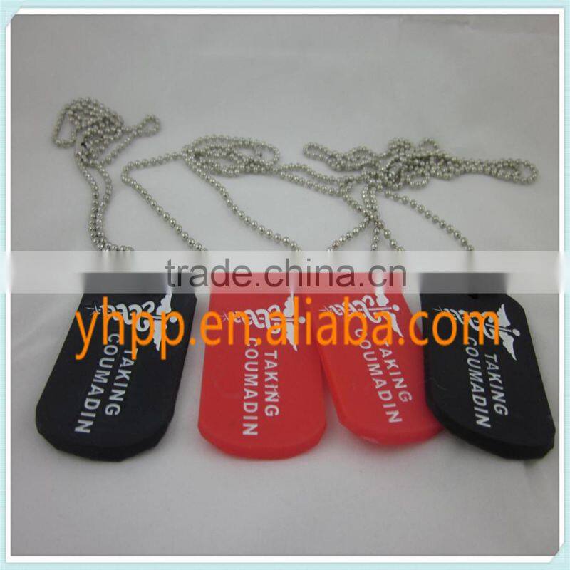 Custom Medical Alert ID AKING COUMADIN Tag Silicone Dog Tag Pendant Necklace