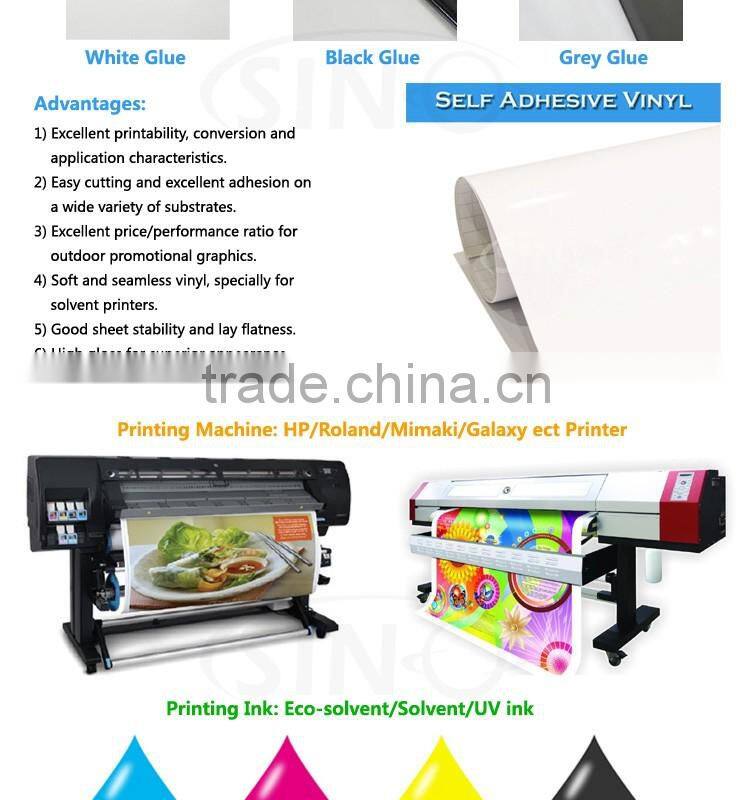 Air Bubble Free Glossy White Printable Self Adhesive Vinyl Car Sticker Material