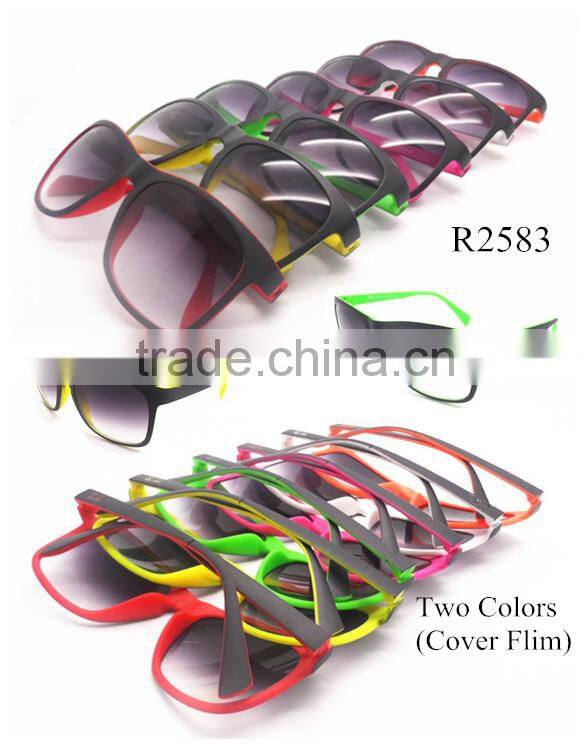 2015 Simple Hot Selling Colorful Squared Sunglasses Covering Film/With Two Colors