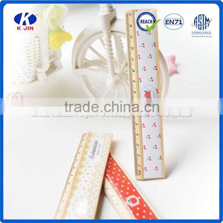 Hot sale promotional 15cm wooden straight rulers with screen OEM LOGO printed
