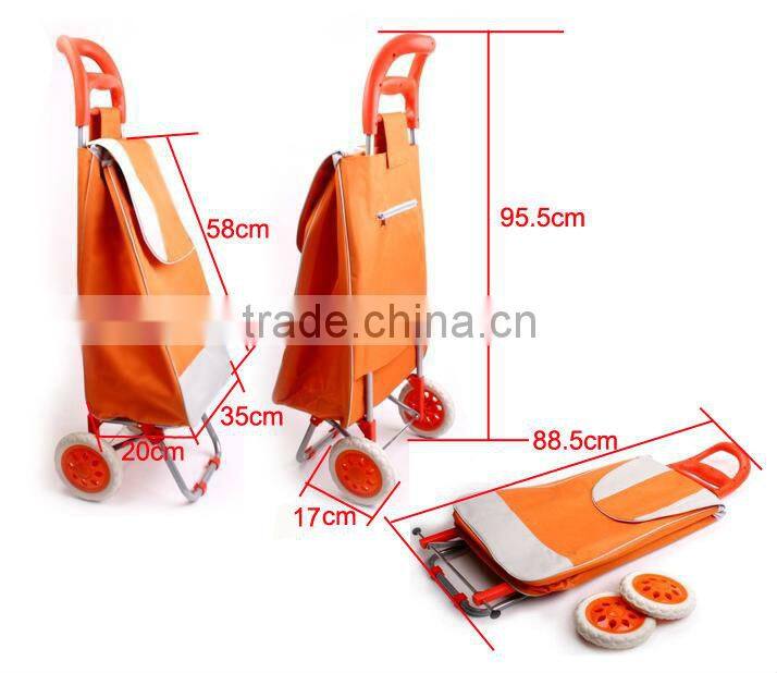 Shopping rolling cart with telescopic handle.