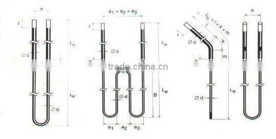 1800c U shape Silicon molybdenum rods / MoSi2 heating elements