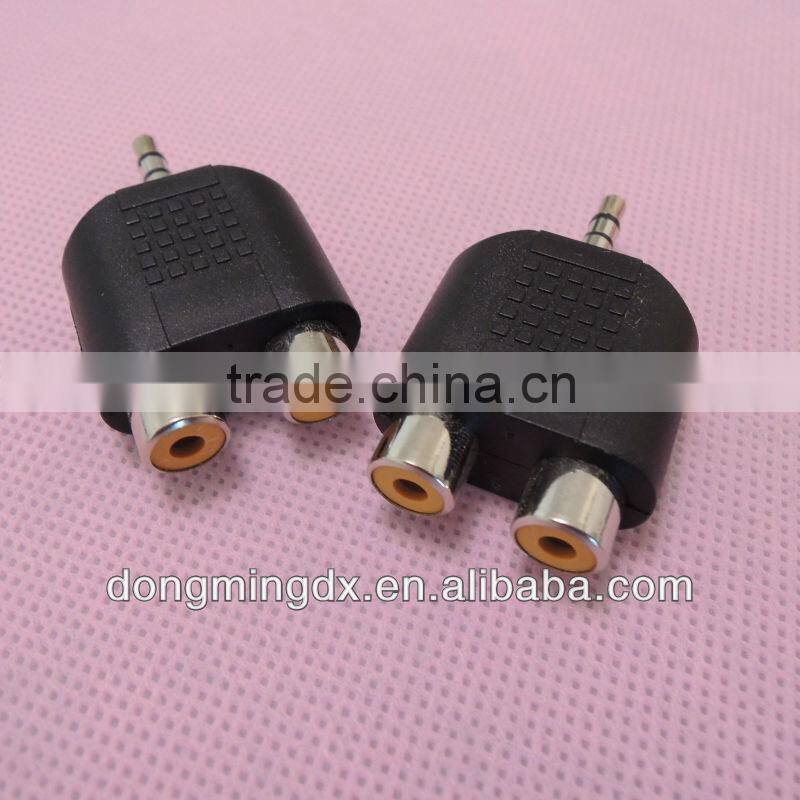 Stereo Audio black 3.5 male to RCA female connector adapter