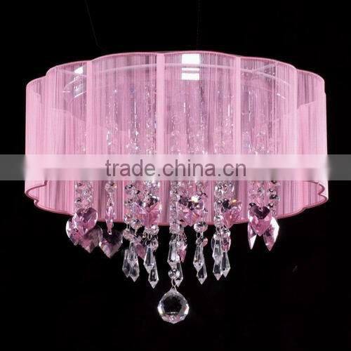 Pink modern crystal pendant light for high ceilings