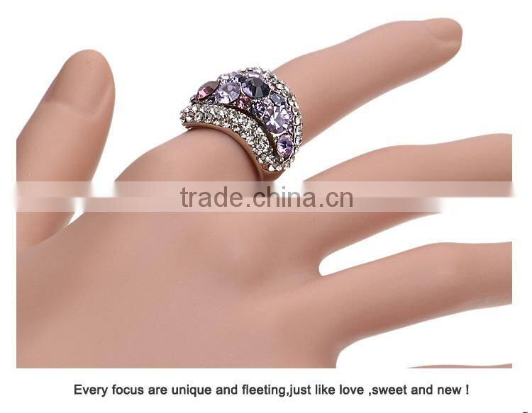 Twinkling 18k White Gold GP Purple Austrian Crystal Eyes Rings For Women