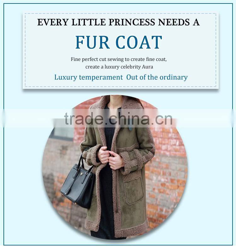 latest design fashion women suede lamb wool long coat