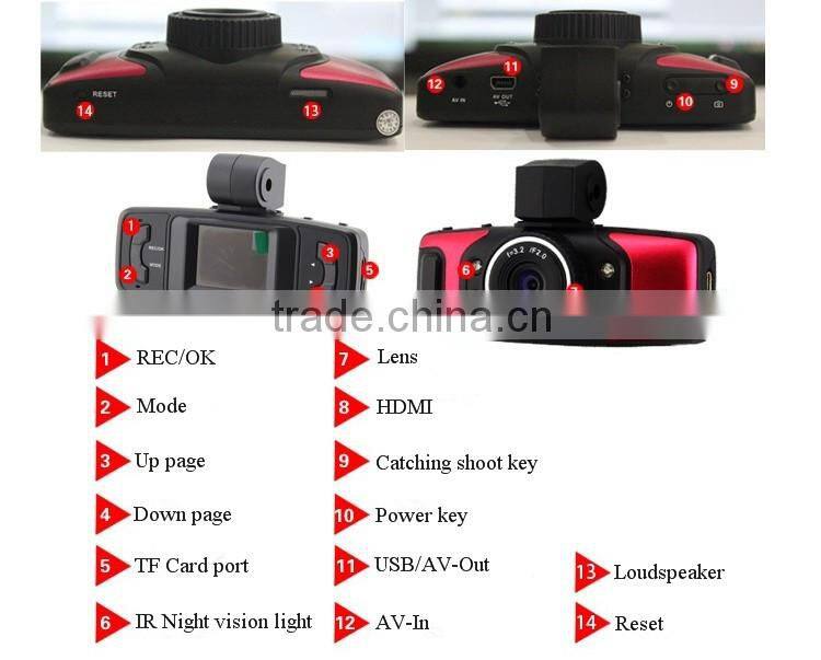 1.5 Inch 120 Degree Wide Angle HD 720P Dual Lens Reversing Car DVR Spy Camera