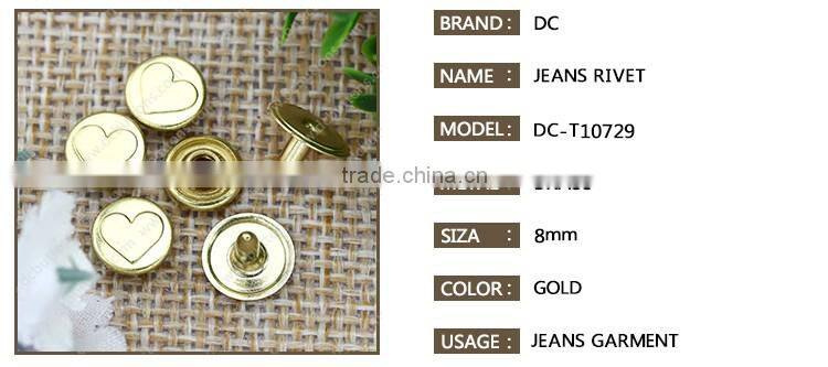 Fashion Garment bag textile fashion rivet ,ecofrieddly plating rivet for furniture