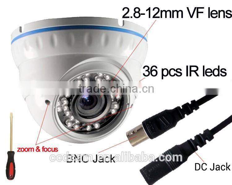 720P HD CCTV TVI Camera 2.8-12mm Varifocal Lens Zoom and Focus Digital Vandalproof Indoor IR Night Vision Secueity Camera System