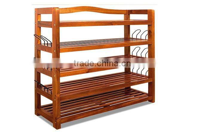 Free standing 5 tier quality wooden shoe rack/shelves display