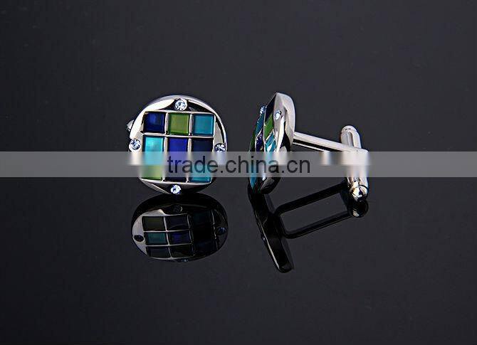 Promotion men's colouful enamelled cufflink and tie clip set