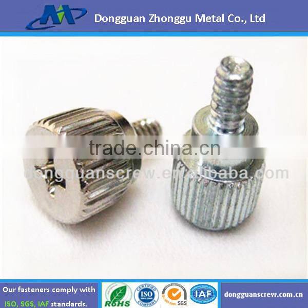 m4 Stainless Steel Slot Drive Knurled Thumb Screw, Straight Knurling Captive screws