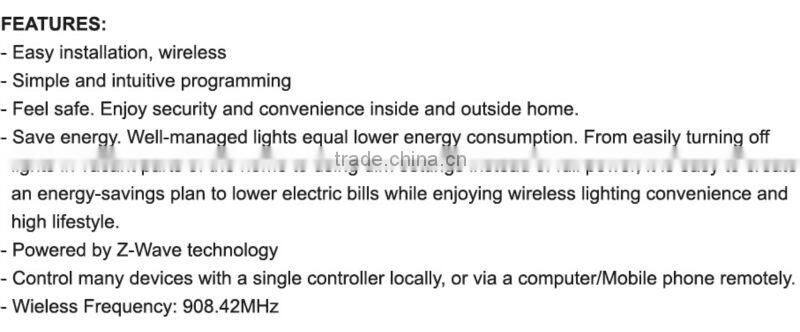 Z-WAVE remote control wireless plug dimming module