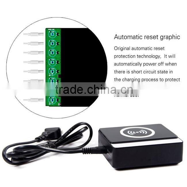 Newest and Popular Smart Wireless USB Hub Port 60W 8 USB Port Micro USB Wireless Charger for USB Device
