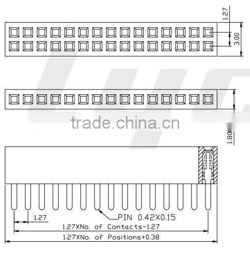 1.27mm Dual Row Straight DIP Type Female Header